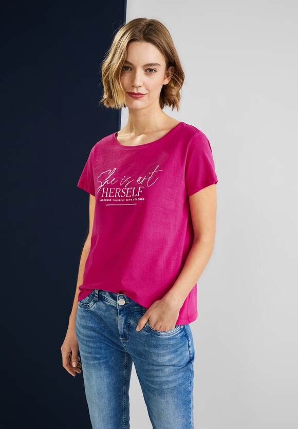 Nu - ONE T-Shirt STREET | STREET ONE Partprint Pink Online-Shop Damen mit