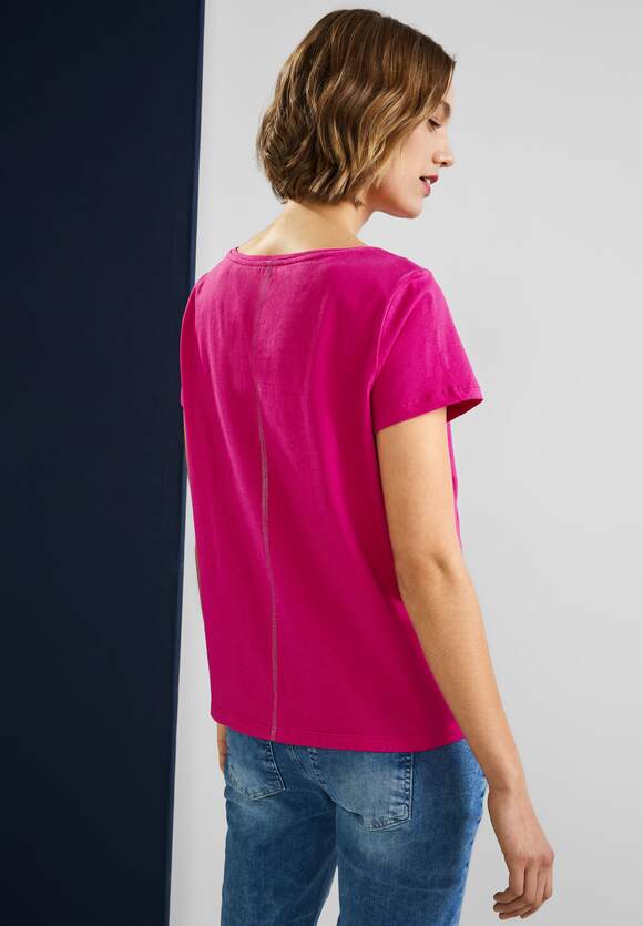 STREET ONE T-Shirt mit Partprint Damen - Nu Pink | STREET ONE Online-Shop