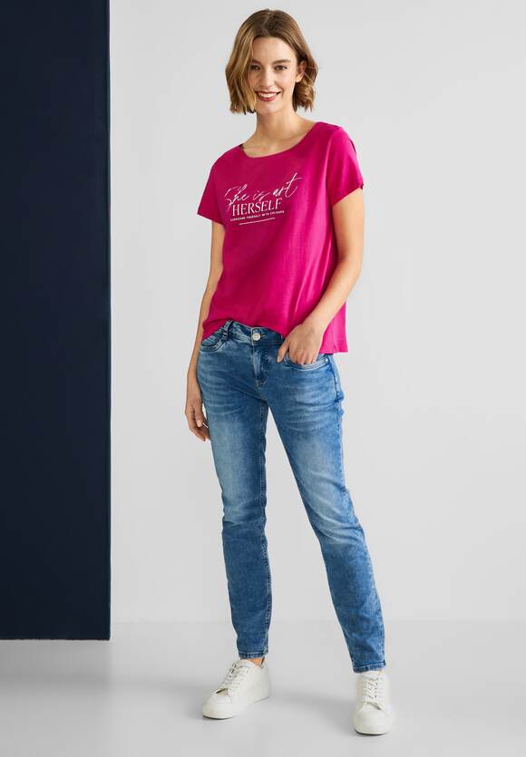 STREET ONE Damen | - Online-Shop Pink Partprint STREET Nu ONE T-Shirt mit