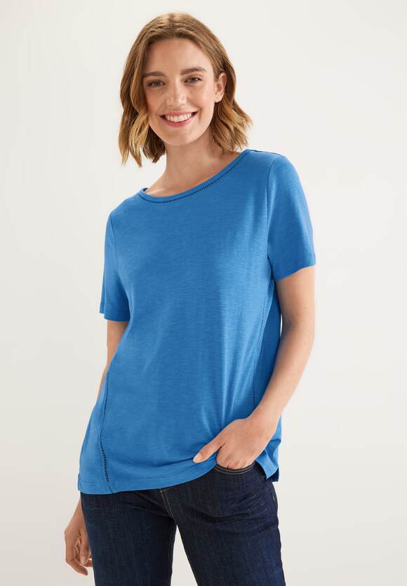 Tapedetail Online-Shop T-Shirt ONE Blue - mit | Damen ONE STREET STREET Häkel Bay