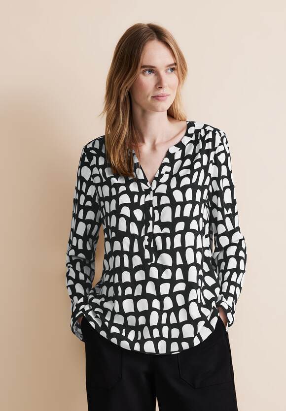 STREET ONE Damen mit Alloverprint Online-Shop ONE | Black - STREET Bamika - Style Bluse