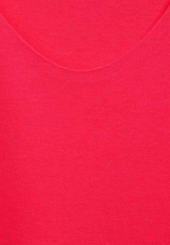 STREET ONE T-Shirt in Unifarbe Damen - Style Palmira - Intense Coral | STREET  ONE Online-Shop
