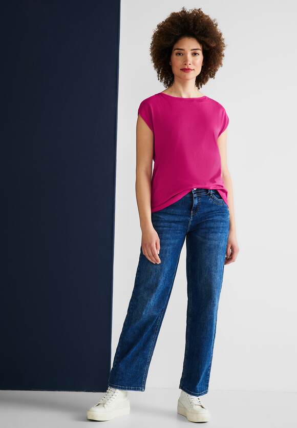 STREET ONE Basic T-Shirt in ONE - Nu Damen Unifarbe Online-Shop | Pink STREET