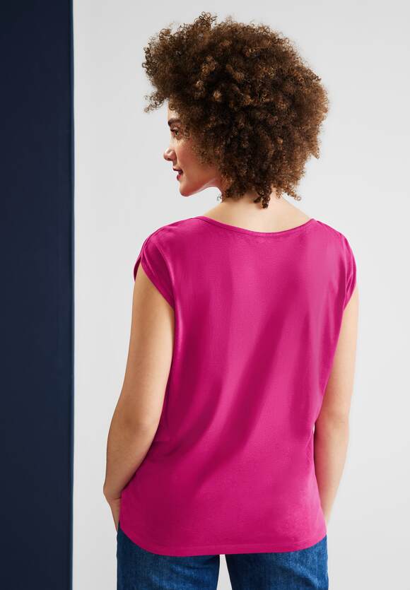 T-Shirt Unifarbe Damen Pink STREET ONE - Basic Online-Shop Nu | ONE STREET in