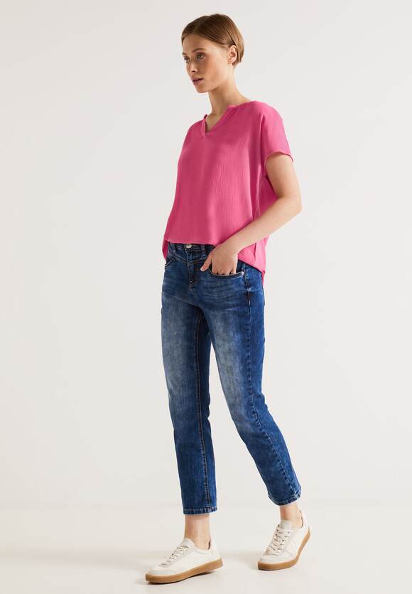STREET ONE Materialmix T-Shirt Damen - Berry Rose | STREET ONE Online-Shop