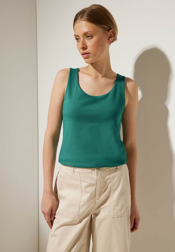 STREET ONE Ärmelloses Shirt in Unifarbe Damen - Style Gania - Lagoon Green  | STREET ONE Online-Shop