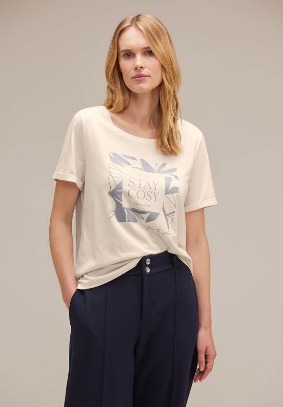 Online-Shop T-Shirt - ONE Wordingprint Damen | Deep STREET Blue ONE mit STREET