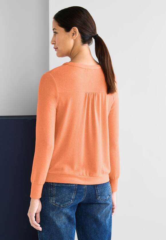 STREET ONE Softes Shirt in Unifarbe Damen - Juicy Mandarine Melange | STREET  ONE Online-Shop