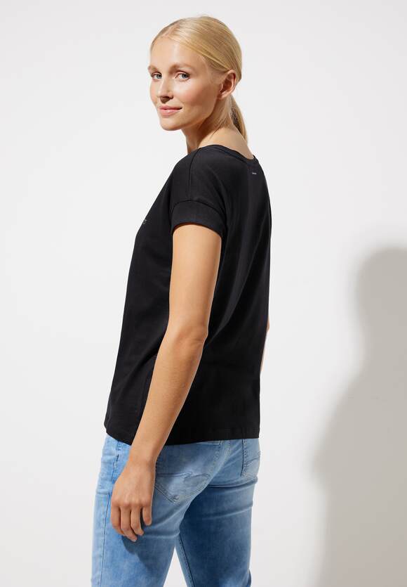 STREET ONE T-Shirt mit | Damen Schimmerprint - STREET ONE Black Online-Shop