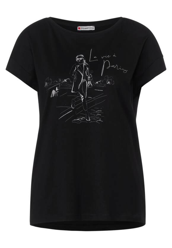 T-Shirt mit Online-Shop | Black - Damen Schimmerprint STREET ONE STREET ONE