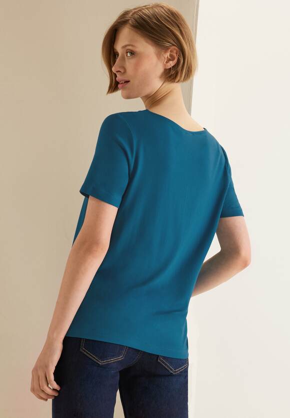 STREET ONE T-Shirt mit Tapedetail Deep Damen Blue Splash | Online-Shop - STREET ONE
