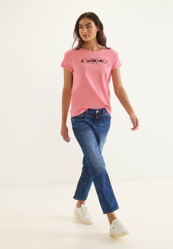 Online-Shop STREET | STREET - ONE Damen T-Shirt mit Shake Print Wording Strong Berry ONE