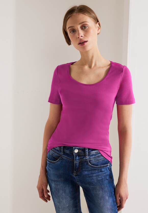 STREET ONE Shirt mit Karrée Ausschnitt Damen - Style Pania - Love Rose | STREET  ONE Online-Shop