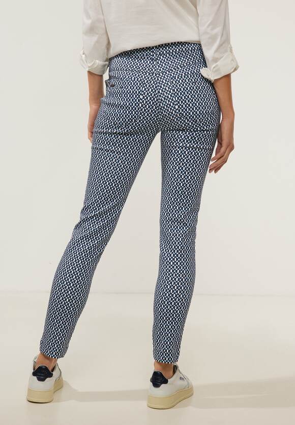 STREET ONE Slim Fit Minimalprint Hose Damen - Style York - Deep Blue | STREET  ONE Online-Shop