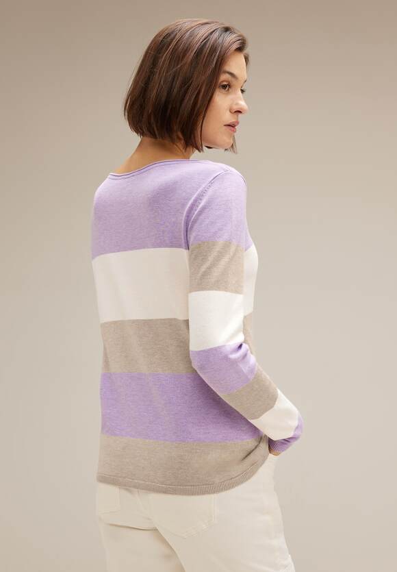 STREET ONE Multicolor Soft ONE Lilac Online-Shop Melange Pure STREET Streifen - Pullover Damen 