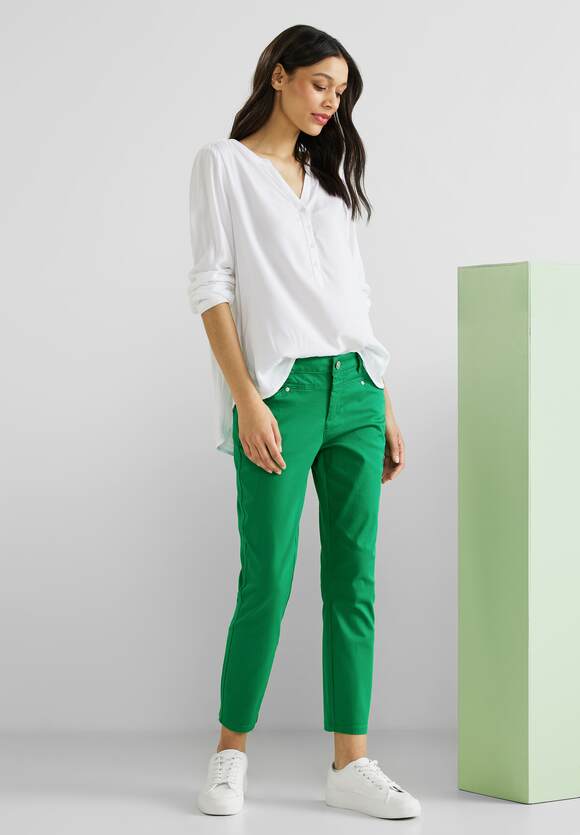 STREET ONE Casual Green Yulius ONE Style Online-Shop Damen Hose - Fit STREET Brisk | - Seidenoptik