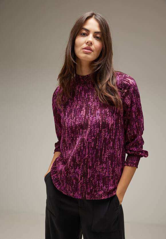 STREET ONE Bluse mit Smokdetails Damen - Purple Brown | STREET ONE  Online-Shop | Schlupfblusen