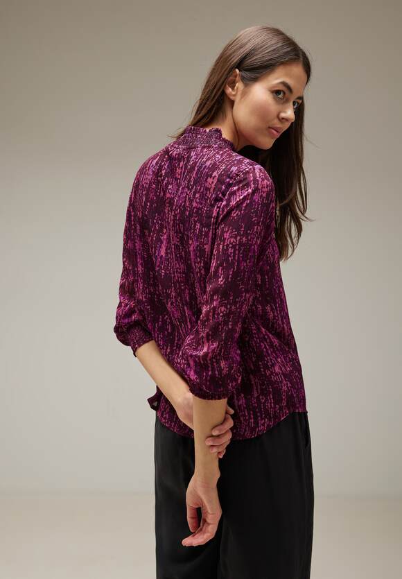 STREET ONE Bluse mit Smokdetails Damen - Purple Brown | STREET ONE  Online-Shop | Rundhalsshirts