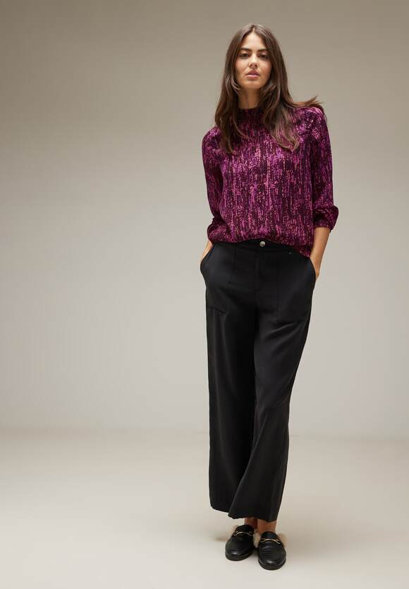 STREET ONE Bluse mit Smokdetails Damen - Purple Brown | STREET ONE  Online-Shop | Rundhalsshirts