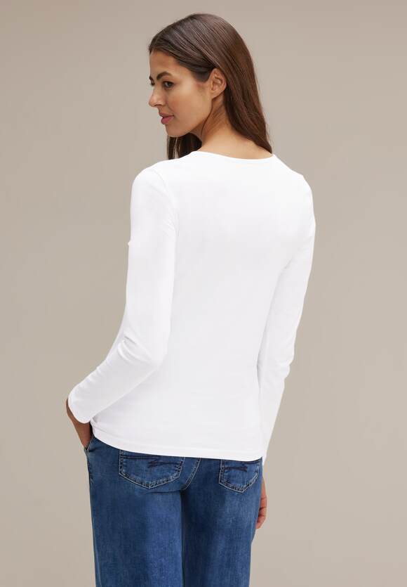 ONE Online-Shop - ONE White Langarmshirt Basic Damen | STREET STREET