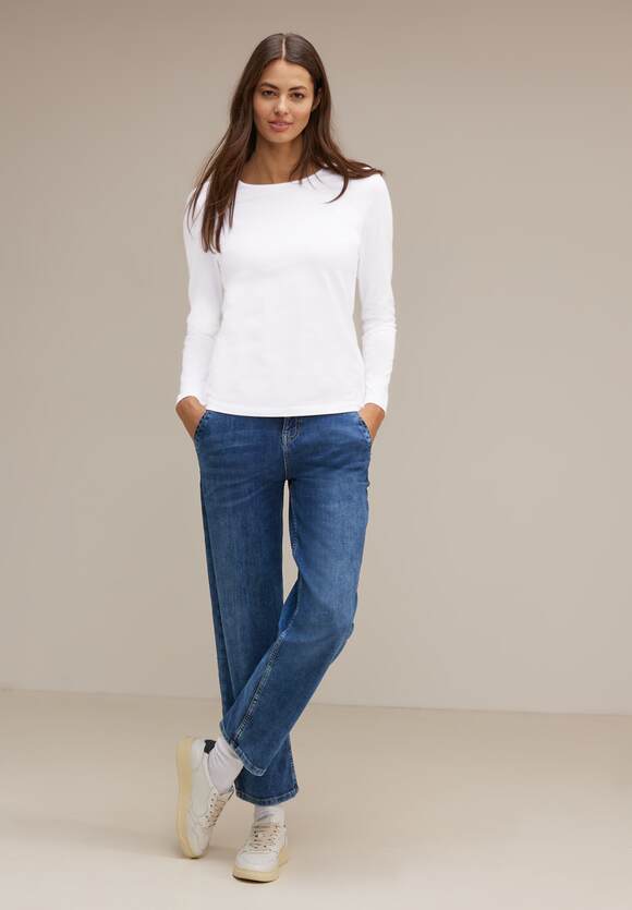 STREET ONE Basic Langarmshirt Damen - White | STREET ONE Online-Shop