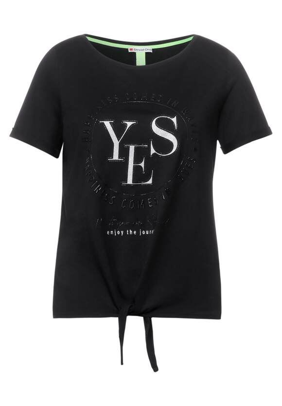 Damen - T-Shirt mit ONE Black STREET | ONE Knotendetail STREET Online-Shop