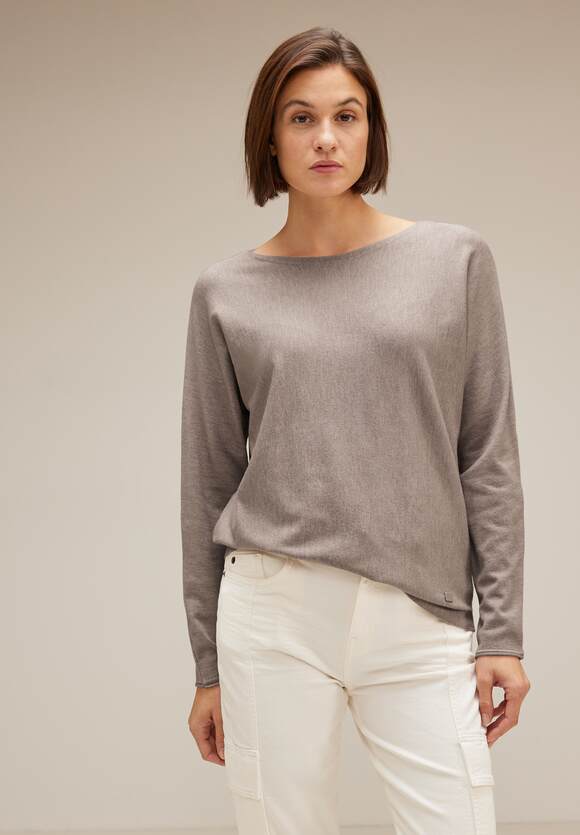 Online-Shop Damen Melange - Spring mit STREET STREET ONE Sand Wording Sweatshirt | ONE