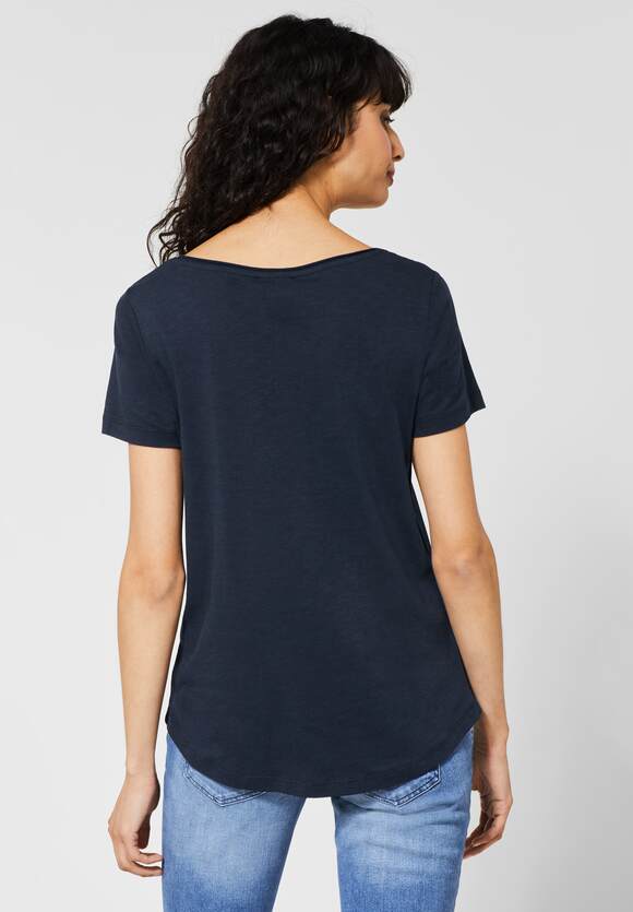 STREET ONE T-Shirt im Basic Style Damen - Style Gerda - Deep Blue | STREET  ONE Online-Shop