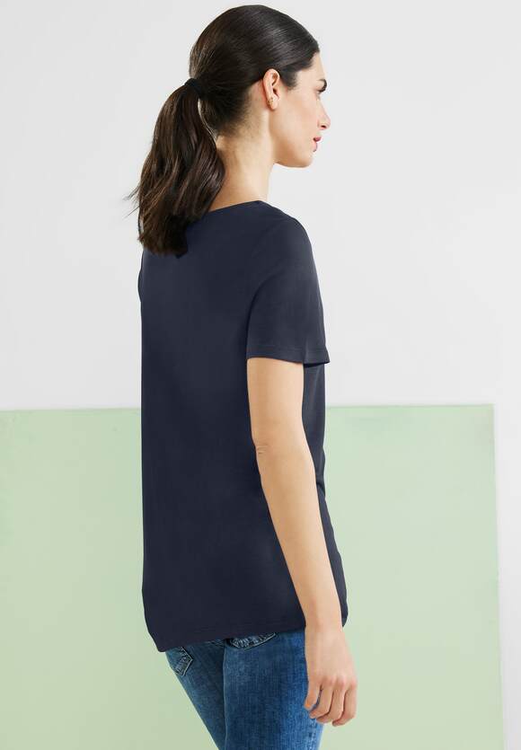 STREET ONE V-Neck Shirt mit Spitze Damen - Deep Blue | STREET ONE  Online-Shop