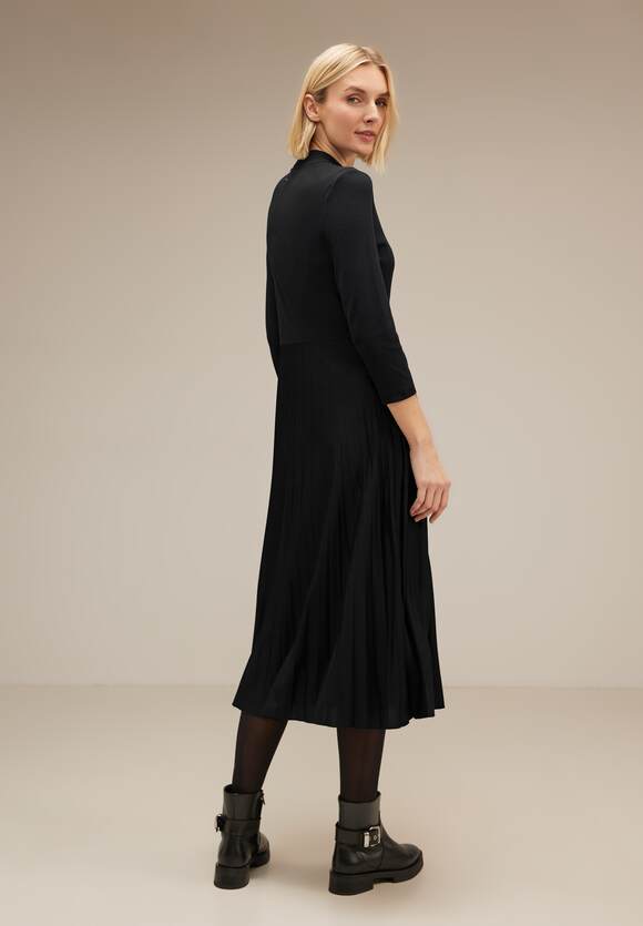 STREET ONE Geplooide midi-jurk Dames - Black | STREET ONE Online-Shop