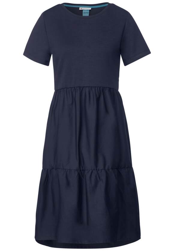 STREET ONE Materialmix Kleid mit Volant Damen - Deep Blue | STREET ONE  Online-Shop
