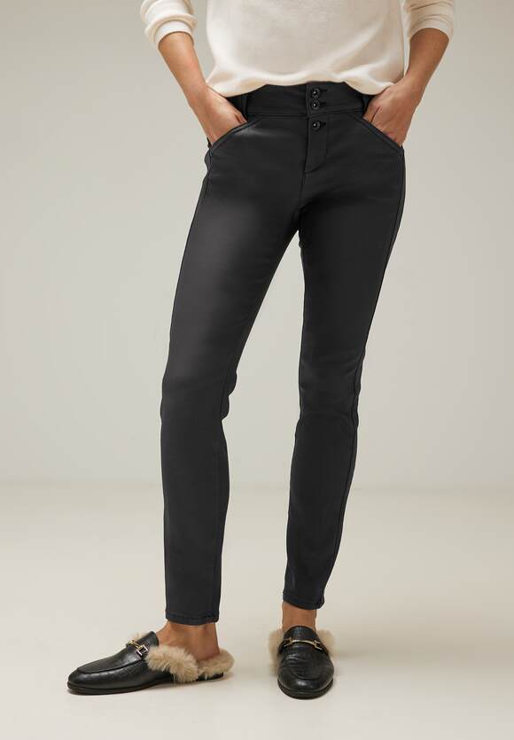 STREET ONE Coating Slim Fit - Hose Damen - | Black ONE Style York STREET Online-Shop
