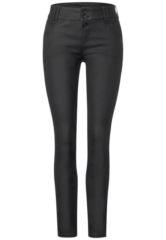 STREET ONE Coating Slim Fit Hose Damen - Style York - Black | STREET ONE  Online-Shop