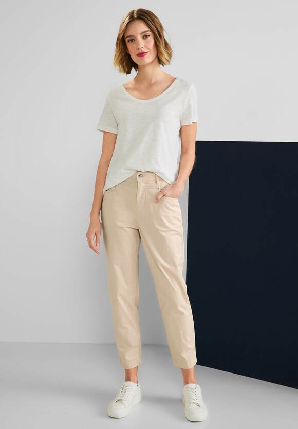 STREET ONE Papertouch Casual Fit - Damen STREET Hose | Sand - Style ONE Mom Light Online-Shop Smooth