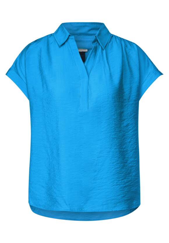 STREET ONE Kurzarmbluse mit Hemdkragen | Splash Blue - STREET Online-Shop Damen ONE