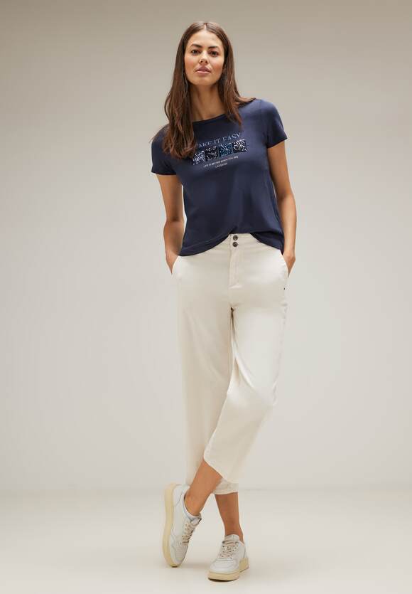 STREET ONE T-Shirt mit Pailletten Damen - Deep Blue | STREET ONE Online-Shop