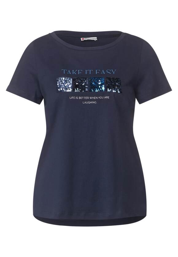 STREET ONE T-Shirt mit Pailletten | STREET Blue Deep - Damen Online-Shop ONE