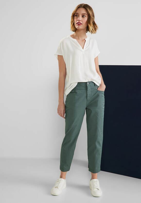 STREET ONE Papertouch Casual Fit Damen STREET | Olive - Online-Shop - Mom Soft Style ONE Hose