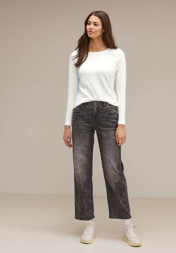 STREET ONE Basic Langarmshirt Damen - Off White | STREET ONE Online-Shop | 