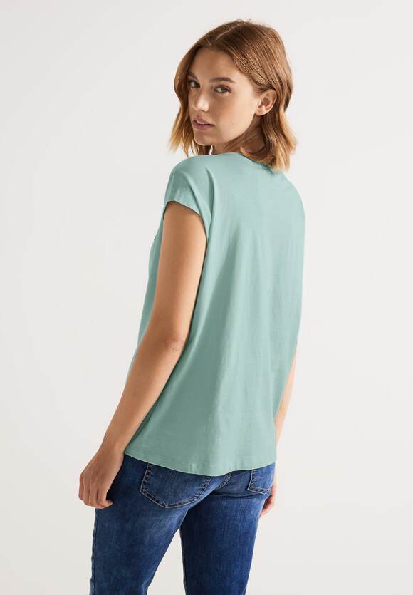 STREET ONE Soft | Damen Partprint T-Shirt Lagoon - STREET ONE Online-Shop Green