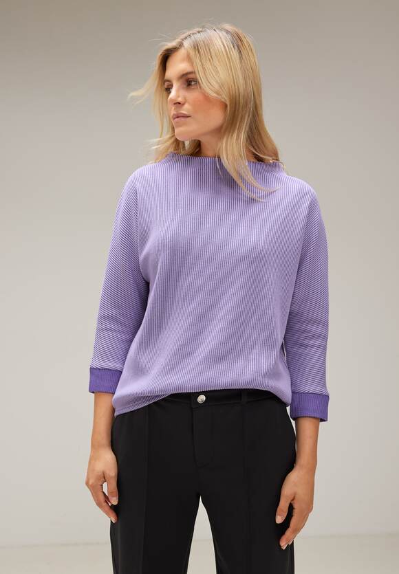 STREET ONE Shirt mit Lilac Online-Shop Strukturstreifen Pure ONE Soft - | Damen STREET