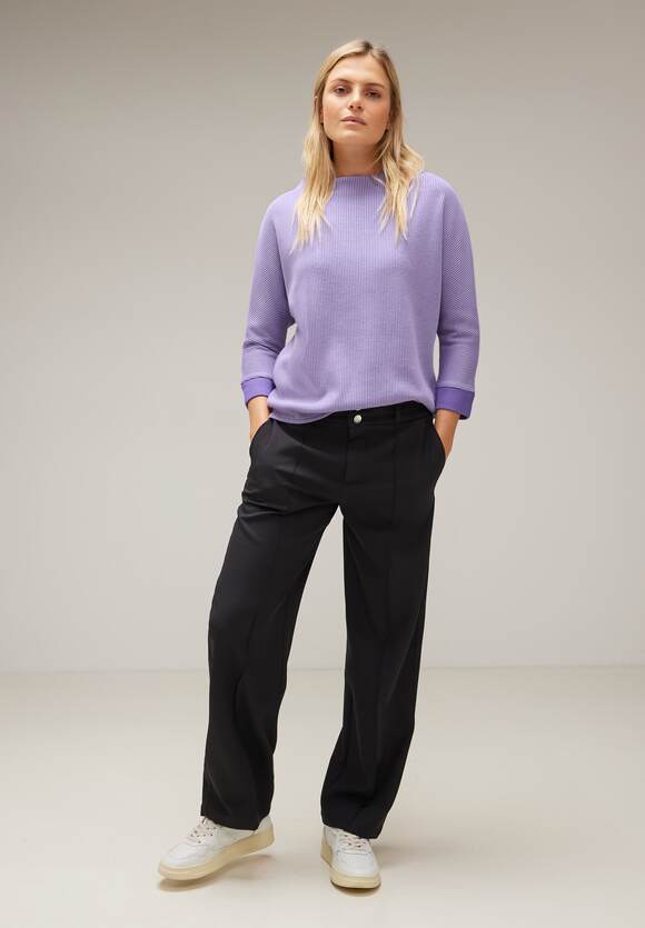 STREET ONE Shirt mit Strukturstreifen Damen - Soft Pure Lilac | STREET ONE  Online-Shop | Rundhalsshirts