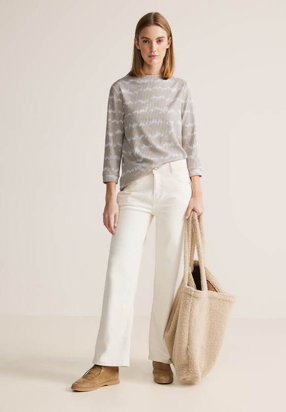 STREET ONE Shirt mit Streifen-Struktur Damen - Spring Sand Melange | STREET  ONE Online-Shop