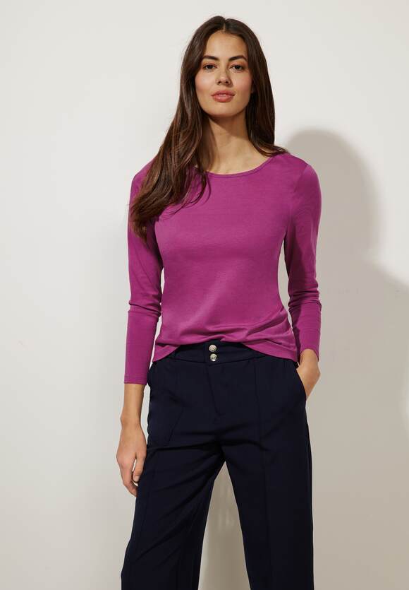 STREET ONE Basic Langarmshirt Damen Pink ONE Online-Shop | STREET - Magenta
