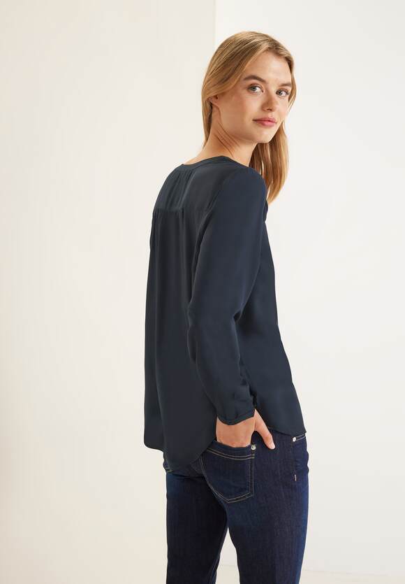 STREET ONE Basic Bluse in Unifarbe Damen - Style Bamika - Dark Blue | STREET  ONE Online-Shop