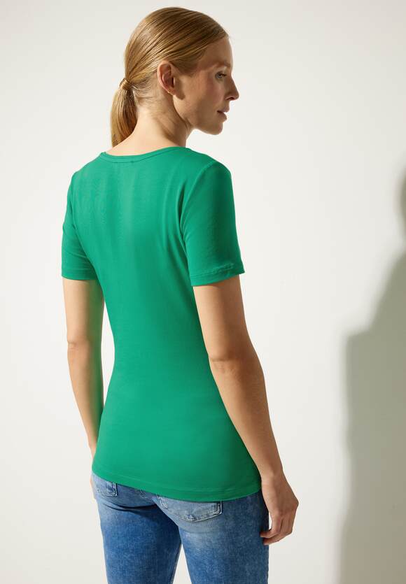 Basic Damen - STREET ONE Style Green T-Shirt | ONE Dark - Cameo Long STREET Ivy Online-Shop
