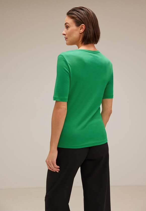 STREET ONE Shirt mit Karrée Ausschnitt Damen - Style Pania - Fresh Green | STREET  ONE Online-Shop