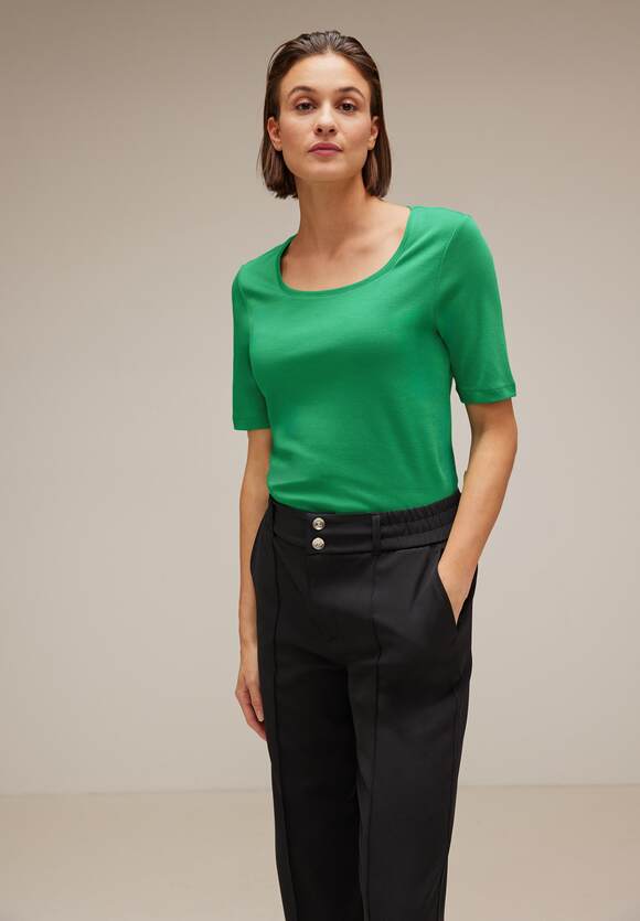 STREET ONE Shirt mit Karrée Ausschnitt Damen - Style Pania - Fresh Green | STREET  ONE Online-Shop | T-Shirts