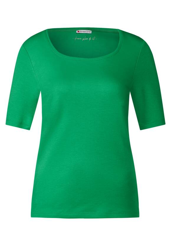 STREET ONE mit Style Damen Shirt - Fresh Karrée | Ausschnitt - Green ONE Online-Shop STREET Pania