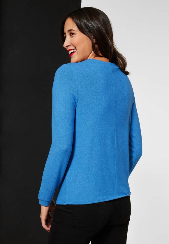 STREET ONE Langarmshirt in Melange Damen - Style Lena - Lapis Blue Melange  | STREET ONE Online-Shop